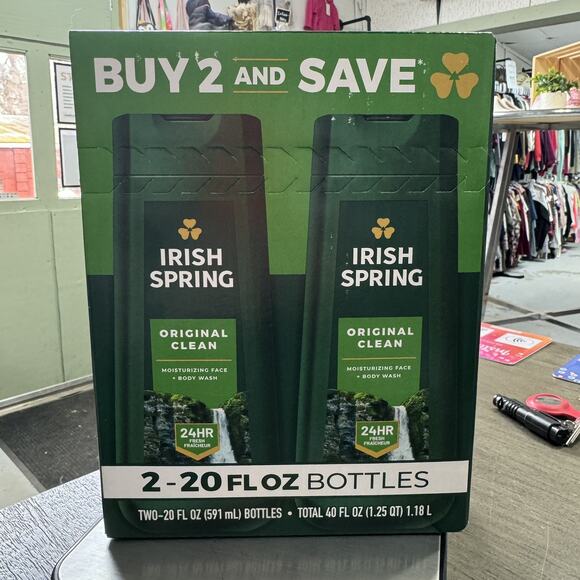 Irish Spring Body Wash for Men, Original Clean Body Wash, 20 Oz, 2 Pack - Picture 1 of 4